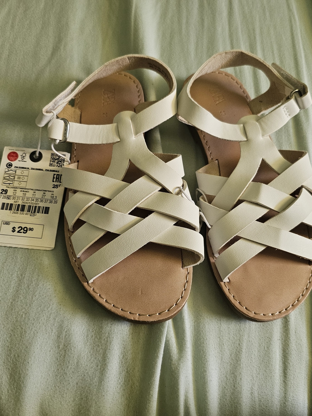 Zara Kids Cream Crisscross Strap Sandals